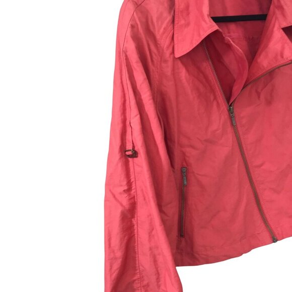 Cabi Coral Zip Front Lightweight Cropped Moto Jacket L Roll Tab Sleeves Pocket - Picture 9 of 10
